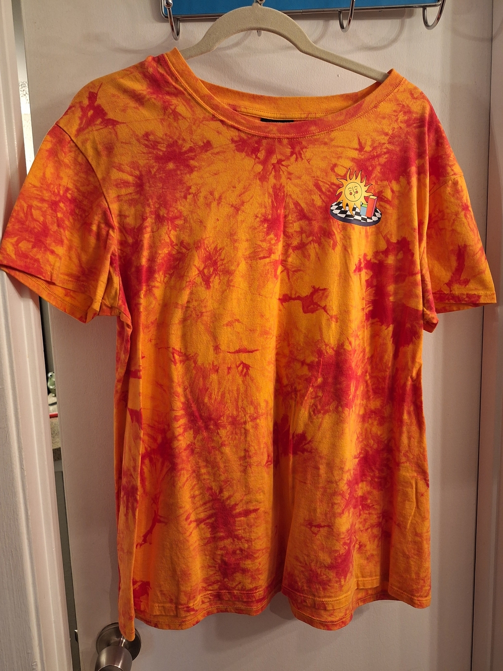 Sun Graphic Tie-Dye Tee - Orange & Red